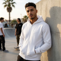 Veste à Capuche Blanc coupe regular