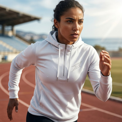 Veste a capuche Blanc half zip pour femme