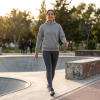 Veste a capuche Gris half zip pour femme