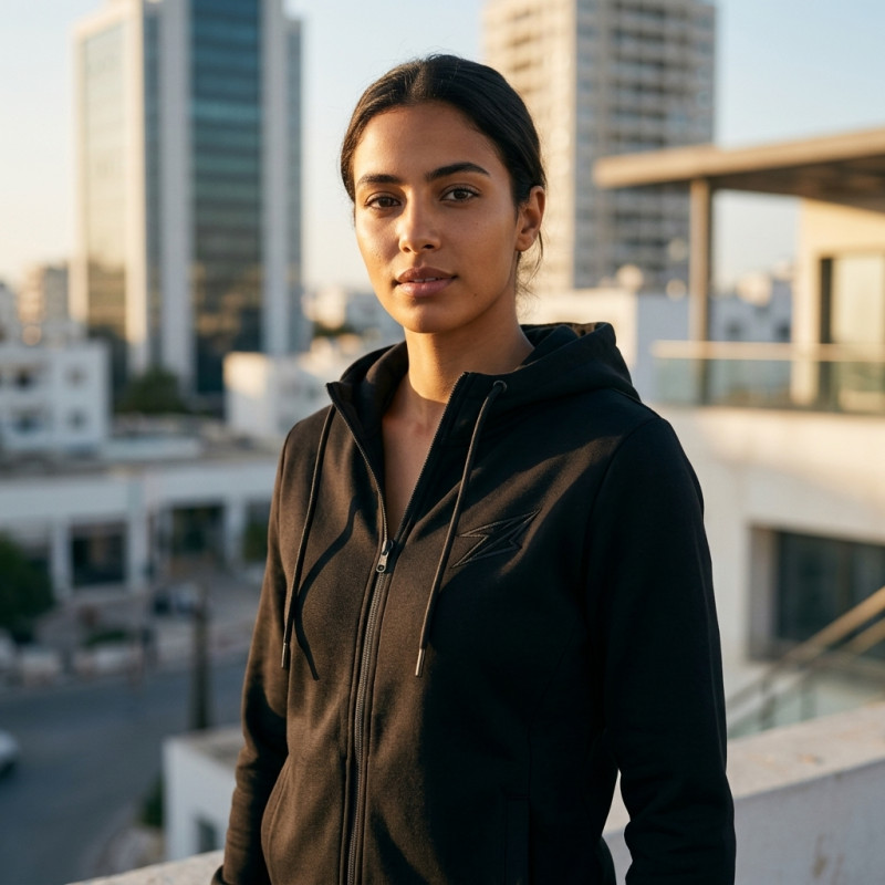 Veste a capuche Noir a zip pour femme
