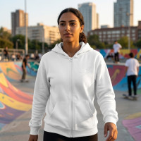 Veste a capuche Blanc a zip pour femme