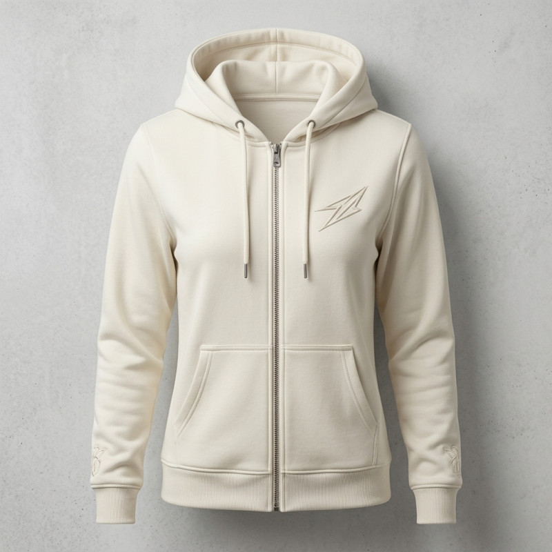 Veste a capuche Ecru a zip pour femme