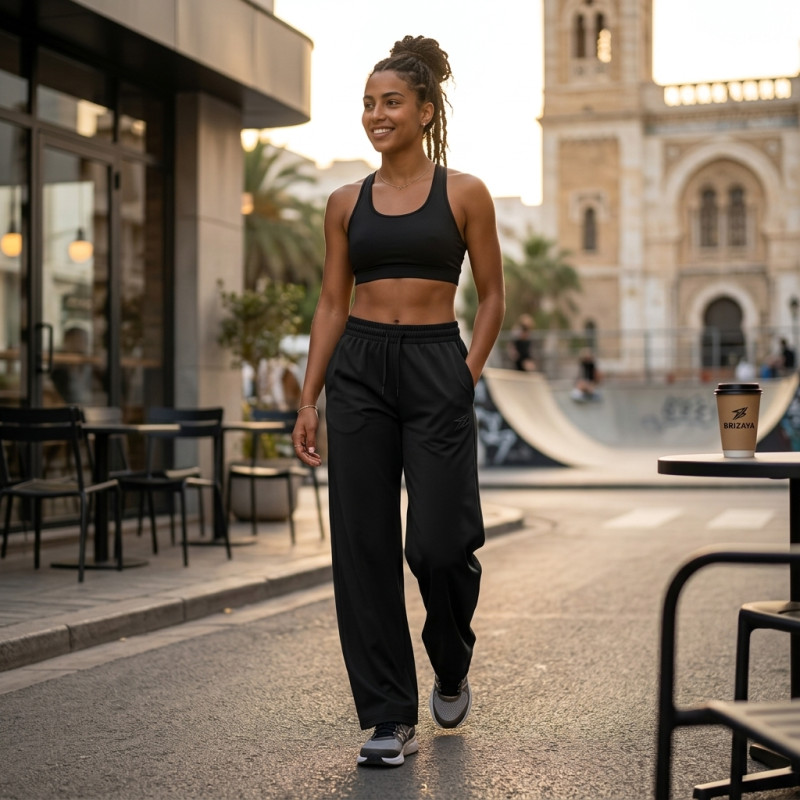 Pantalon coton Large Noir pour femme