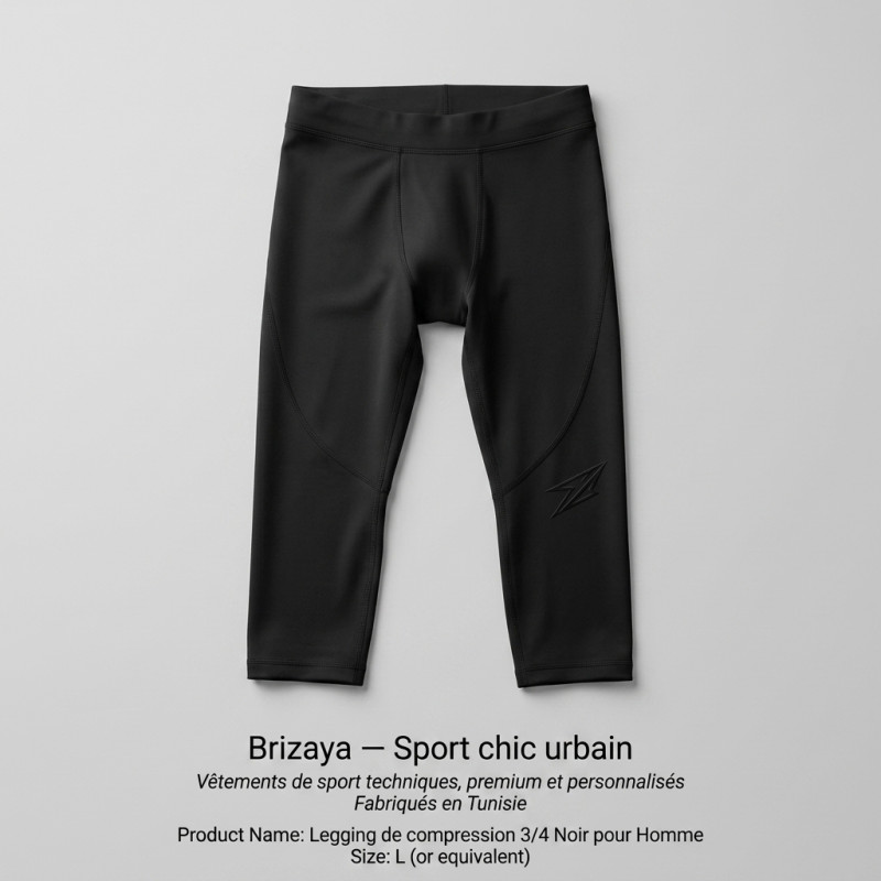 Legging 3/4 Noir pour Homme
