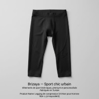 Legging 3/4 Noir pour Homme
