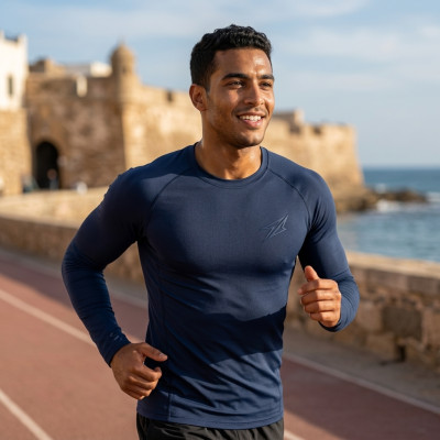 Maillot de Compression Homme Bleu Marine - Manches Longues