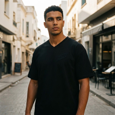 T-shirt premium over size col V Noir