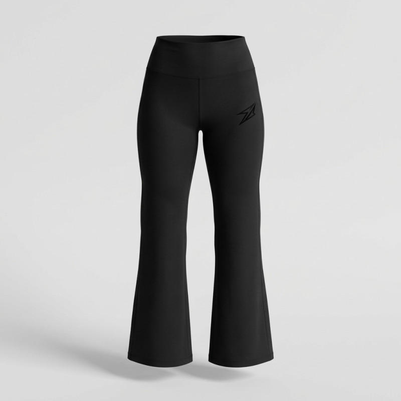 Pantalon Fluide Large Noir Taille Haute Élastiquée