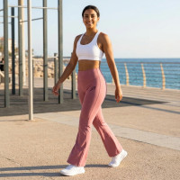 Pantalon Large Fluide Rose - Taille Haute Confort