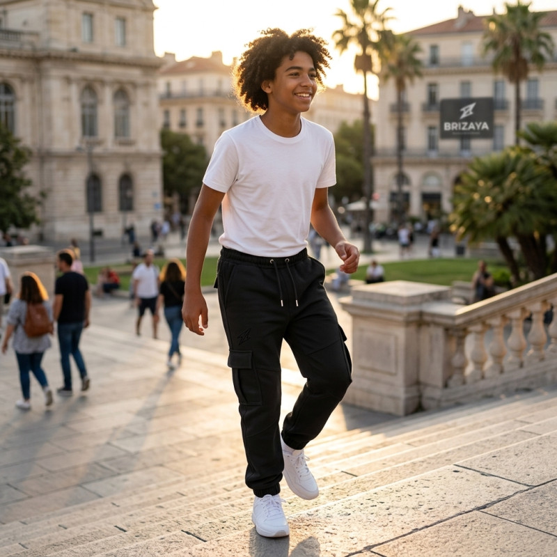 Pantalon Cargo Noir pour Enfant - Style & Aventure