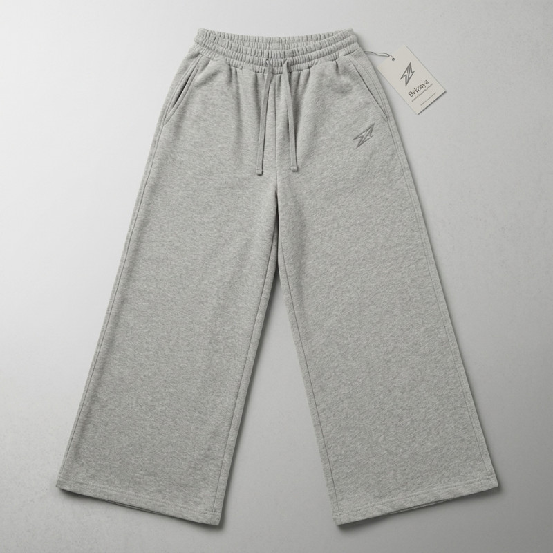 Pantalon Palazzo Fluide Gris pour Femme
