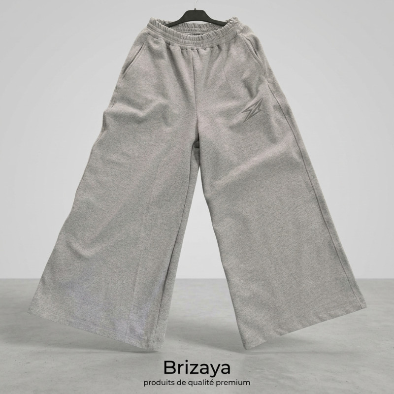 Pantalon Palazzo Fluide Gris pour Femme