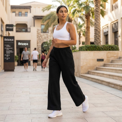 Pantalon Palazzo Noir Élégant Taille Haute