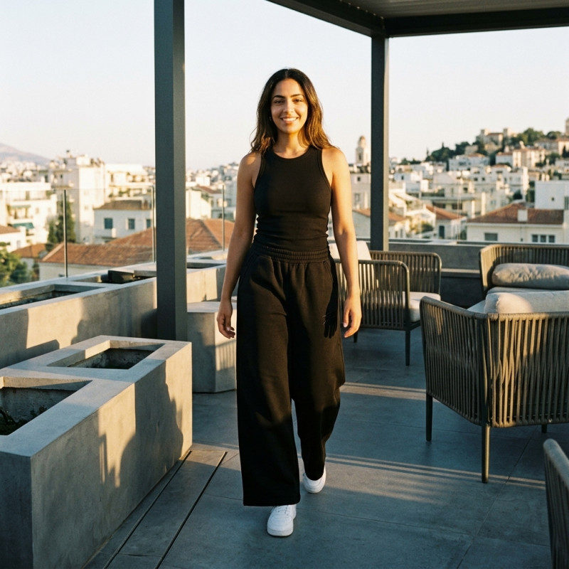 Pantalon Palazzo Noir Élégant Taille Haute