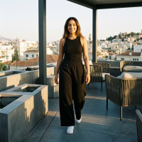 Pantalon Palazzo Noir Élégant Taille Haute
